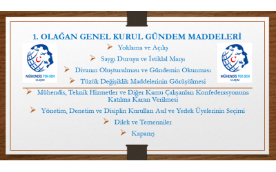 1. OLAĞAN GENEL KURUL GÜNDEM MADDELERİ